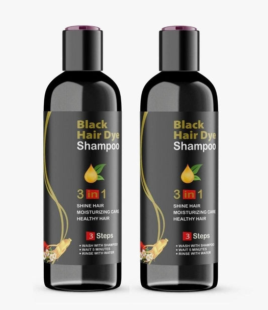 Unisex Instant Black Herbal Hair Dye Shampoo (Pack of 2)